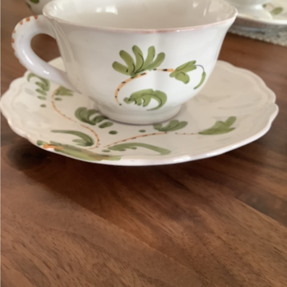 Vintage Cantagalli Italy Hand painted pottery cups and saucers - Picture 2 of 7